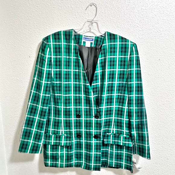 Vintage Pendleton Highland Green Plaid Blazer Size 10 New with Tags - Picture 8 of 9